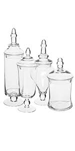 Maybe you would like to learn more about one of these? Amazon Com Set Of 4 Clear Glass Apothecary Jars Wedding Candy Serving Canisters Decorative Small Storage Bottles Home Improvement