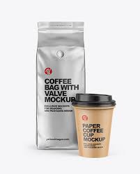 Download Metallic Coffee Bag With Cup Mockup In Bag Sack Mockups On Yellow Images Object Mockups PSD Mockup Templates