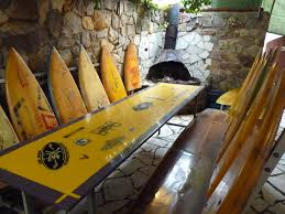 Recycled Surf Board Tables I Found In A Cool Mexican Restaurant Off The Australian East Coast Surfboard Decor Surfboard Ways To Recycle