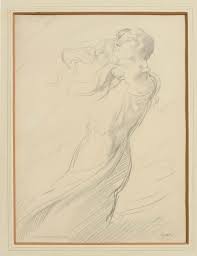 A study and a chalk of Grace by her husband William Orpen for auction.