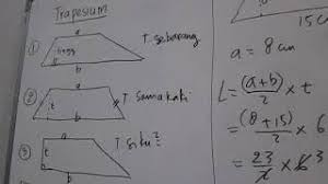 Keliling trapesium diperoleh dari menjumlahkan seluruh sisi luar dari trapesium, kecuali tingginya. Luas Trapesium Sebarang Luas Trapesium Sama Kaki Luas Trapesium Siku Siku Youtube