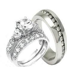 925 Sterling Silver And Stainless Steel His And Her 3pc Wedding Ring Set Kingswayjewelry Http Wedding Rings Engagement Wedding Ring Sets Cheap Engagement Rings