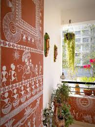 Warli Painting On Balcony Wall Wall Garden Indoor Balcony Decor Wall Painting Decor