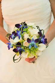 Wedding bouquets orchids mums roses. Lovely Petite Bridal Bouquet Featuring Cream Roses White Calla Lilies Green Spider Mu Beach Wedding Bouquets Purple Wedding Flowers Beach Wedding Flowers