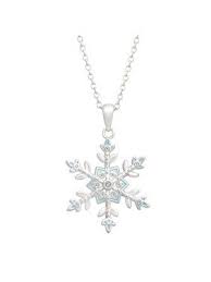 Disney S Frozen Snowflake Pendant Necklace With Enamel In Sterling Silver Plated Brass Necklace Snowflake Pendant Silver Necklace