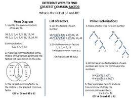 finding the greatest common factor 3 ways