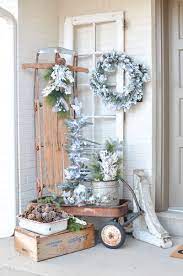Simple Farmhouse Winter Porch Front Porch Christmas Decor Front Porch Decorating Rustic Winter Decor