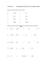 Something is oxidized, and something else is reduced. Ws 5 Balancing Redox Reactions In Acid And Basic Solution Balance Each Redox Course Hero