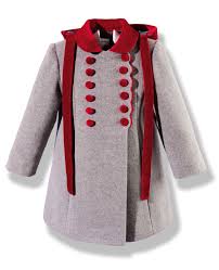 Abrigo De Nina Gris Y Rojo Vestidos Infantis Moda Infantil Casaco Infantil Feminino
