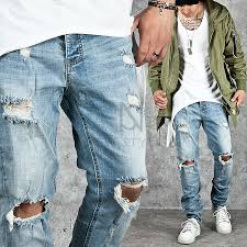 Bottoms Ankle Zipper Accent Distressed Light Blue Denim Jeans 233 For Only 52 00
