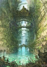 Canyon S Port Town By Yoshinori Somei Fantasy Art Landscapes Fantasy Art Fantasy City