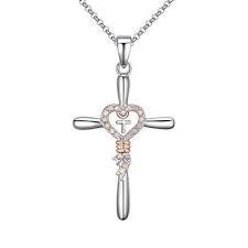 Faith Hope Love Double Cross Pendant Necklace For Women Crystals Jewelry White Gold Plated From Hughdeal4less Womens Necklaces Cross Pendant Necklace Cross Pendant