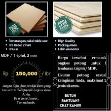 Dengan memakai gabungan bahan dasar lunak dan keras, maka akan menghasilkan triplek dengan kualitas. Jual Triplek Mdf 3mm Full Triplek Plus Potong Kota Medan Poda Tokopedia