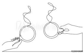 Continuous Line Drawing Of Two Hands Holding Coffee Cups Tegninger