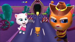 Talking Tom Gold Run Las Vegas 🌵 ~ Talking Ginger & Angela's Epic Chase  and Cave Battle!