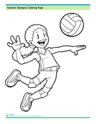 Volleyball player with the ball. Summer Olympics Coloring Page Volleyball Player Schoolfamily