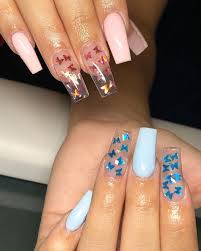 See more ideas about gender reveal nails, nails, cute nails. Gender Reveal Nails Butterflynails Pinknails Bluenails Coffinnails Colo Gender Reveal Nails Blue Glitter Nails Blue Acrylic Nails