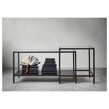 Ikea white round coffee table in interior. Vittsjo Nesting Tables Set Of 2 Black Brown Glass 353 8x195 8 90x50 Cm Ikea