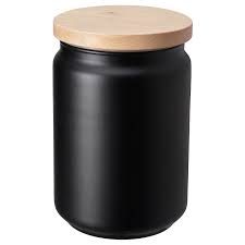 Eklatera Black Jar With Lid Ikea In 2020 Glass Jars Food Storage Containers Food Storage Organization