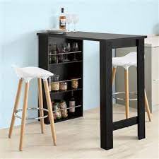 Retrouvez toutes les offres time. Table De Bar Mange Debout Table Haute De Cuisine Avec 3 Etageres De Rangement Noir Fwt17 Sch Sobuy Achat Prix Fnac