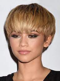 Zendaya Boy Short Synthetic Hair With Straight Bangs African American Women Wigs Capless 6 Inches Short Hair Styles Zendaya Hair Hair Styles