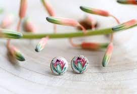 Protea Flower Ceramic Studs 12mm Ceramic Earrings Protea Etsy Ceramic Earring Ooak Earrings Stud Earrings