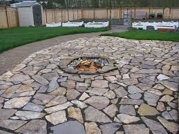 Flat Stone Patio With In Ground Fir Pit Patio Patio Stones Fire Pit Patio
