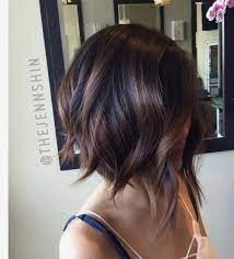 Dark Brunette Bayalage With Low Light Subtle Highlights Great Short Bob Frisuren Haarschnitt Haarschnitt Bob