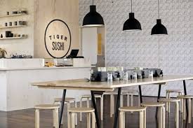 Black And White Restaurant Interior Black Pendants Restaurant Interior Cafe Interior Restaurant Design