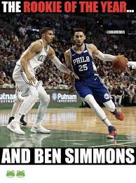Simmons is known as a great defender and passer, yet his shooting to celebrate the player ben simmons is, while troll him for his shooting woes, i have found the funniest memes about him to share. The Rookie Of The Year Utna Putnam And Ben Simmons Nba Meme On Me Me
