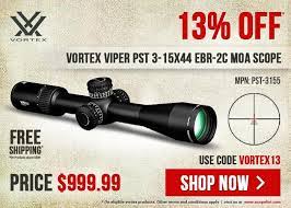 You cant go wrong with vortex. Vortex Pst Gen Ii 3 15x44 Scope Ebr 2c Moa Ffp 799 99 Gun Deals