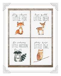 Woodland Animal Prints Set Of 4 Baby Boy Nursery Woodland Etsy Baby Boy Nursery Woodland Baby Boy Room Themes Woodland Nursery Boy