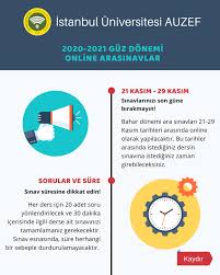 İstanbul üniversitesi auzef öğrencileri için online vize sınavları bugün itibarıyla başladı. Sinav Istanbul Universitesi Auzef