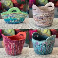 Lovely collection of wet felted baskets made