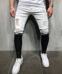 Black And White Jeans Mens Mens Street Style Black White Jeans Ripped 4548 Ripped Jeans Men Mens Street Style Black And White Jeans