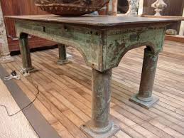 Steel Industrial Table With Original Green Patina Sold Industrial Style Furniture Industrial Table Industrial Furniture