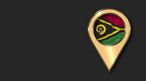 Vanuatu Gold Location Icon Flag Seamless Looped Waving, Space on Left Side  for Design or Information, 3D Rendering