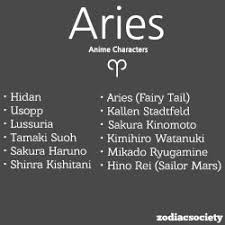 Anime Aries Zodiac Astrology Characters Aries Anime Characters Zodiac Signs