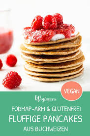 Fluffige Buchweizen Pancakes Mit Rhabarber Himbeer Kompott Rezept Buchweizen Pancakes Fodmap Rezepte Lebensmittel Essen