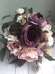 This Silk Wedding Bouquet With Its Purple Plum And Dusty Rose Tones Would Add The Per Fall Wedding Bouquets Purple Purple Wedding Bouquets Bridal Bouquet Fall
