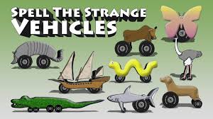 Spell The Strange Vehicles 1 Funny Vehicle Spelling For Children Youtube