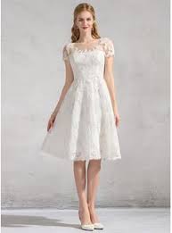 Us 206 00 A Line Scoop Neck Knee Length Lace Wedding Dress Jj S House Tea Length Wedding Dress Wedding Dresses Lace Short Wedding Dress