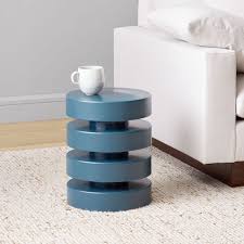 Floating Disks Side Table Petrol Blue Side Table Petrol Blue Rustic Side Table