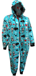 Betty Boop Turquoise Plus Size Plush Onesie Hoodie Pajama