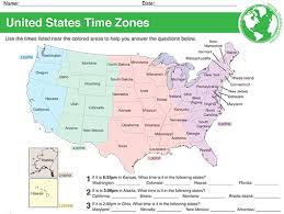Usa Time Zone Map Worksheet Worksheets For Kids Time Zones Time Zone Map