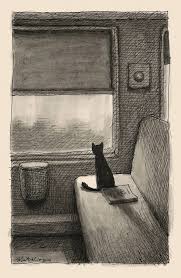 Trainy Day By Franco Matticchio Cats Illustration Black Cat Art Cat Art