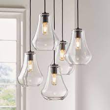 Arren Black Round 5 Light Pendant With Clear Teardrop Shades Reviews Crate And Barrel In 2021 Pendant Lighting Light Cluster Pendant Lighting