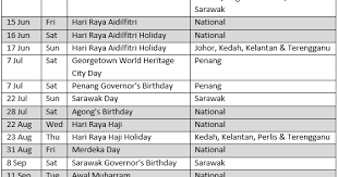 Public holidays in malaysia are regulated at both federal and state levels, mainly based on a list of federal holidays observed nationwide plus a few additional holidays observed by each individual state and federal territory. Selangor Gazetted Public Holidays Umpama F