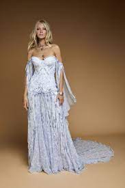 Blue Bayou Gown By Rue De Seine Moonrise Canyon Collection 2019 Boho Wedding Dress Blue Wedding Dresses Dresses