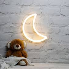 Light Up Led Neon Moon Sign Neon Sign Bedroom Moon Decor Neon Lights Bedroom